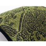 Retro green tiger patterned throw pillow cover featuring jacquard fabric with intricate designs.