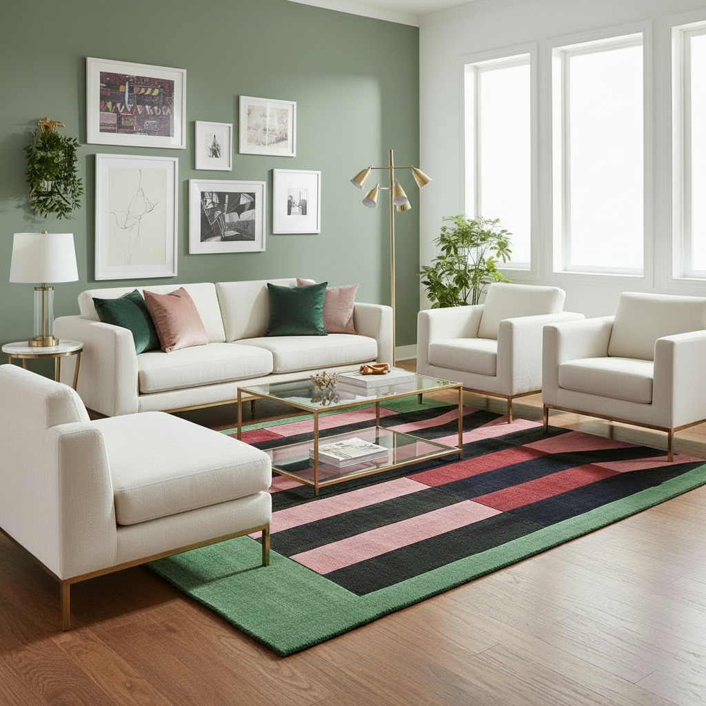 Retro Groove Stripe Hand Tufted Rug