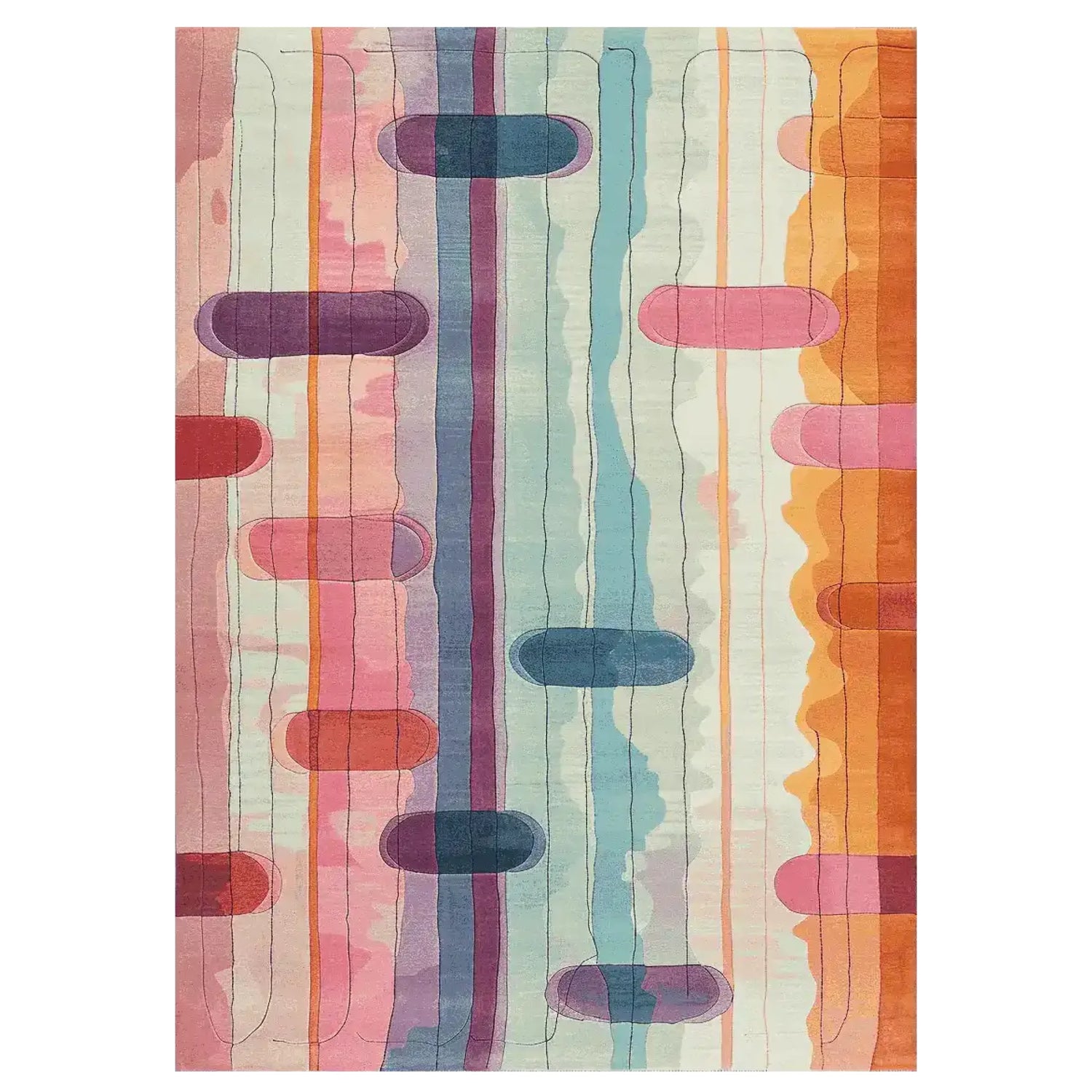 Retro Rhythm Lines Hand Tufted Rug 9 x 12 ft - MAIA HOMES