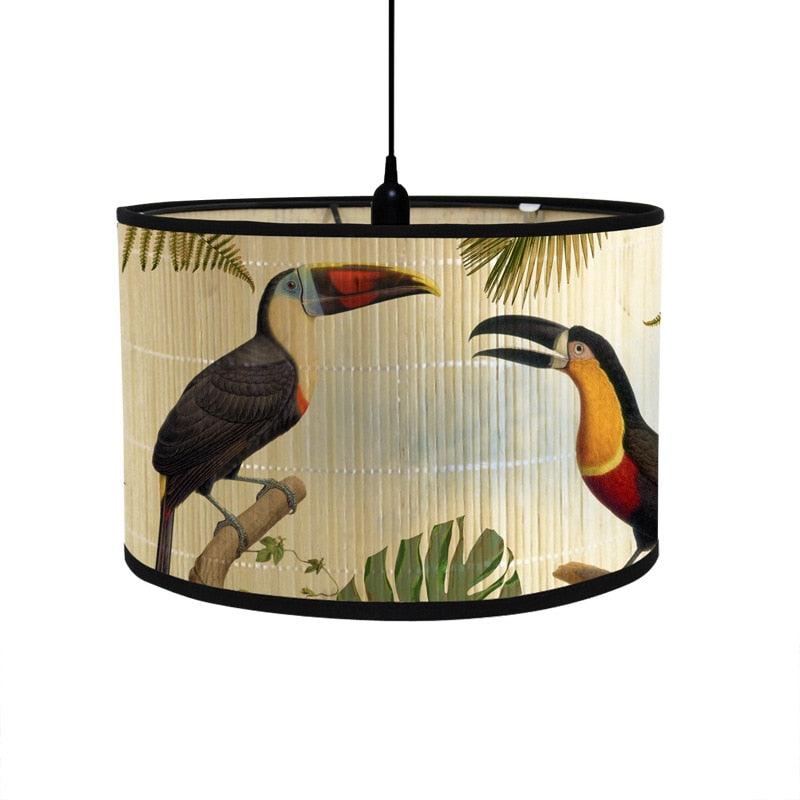 Retro Tropical Paradise Drum Lampshade Bright Toucans