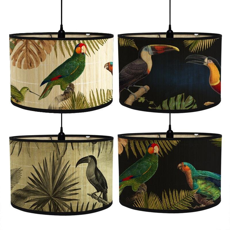 Retro Tropical Paradise Drum Lampshade