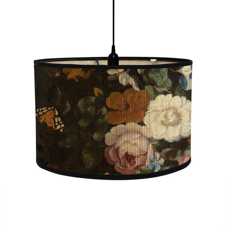 Retro Tropical Paradise Drum Lampshade Vintage Flowers