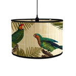 Retro Tropical Paradise Drum Lampshade Bright Parrots