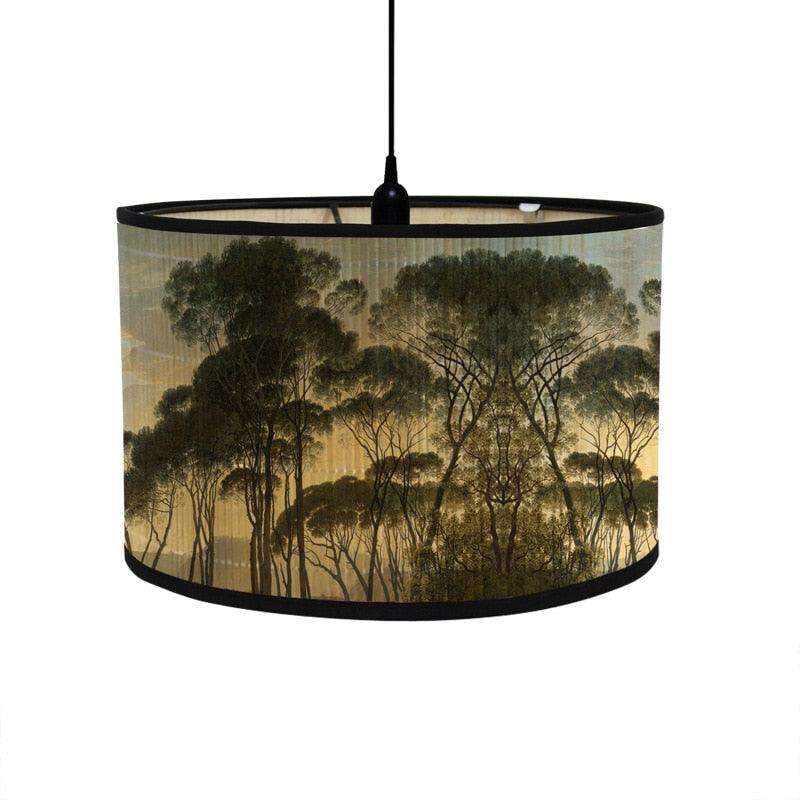 Retro Tropical Paradise Drum Lampshade Vintage Jungle