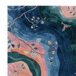 Vibrant floral rug with a hand-tufted design, showcasing an elegant blossom pattern in shades of blue, pink, and green. This square area rug is perfect for adding a touch of nature to your living room. Ideal as an 8x10 wool rug for a stylish and cozy feel.