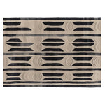 Top view of a Rhythmic Vein Hand Tufted Area Rug showcasing an abstract black and beige pattern. This contemporary wool rug is perfect as a large living room rug, ideally sized at 8x10 to add a modern touch to any space.