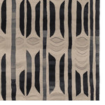Top view of the Rhythmic Vein Hand Tufted Area Rug showcasing its contemporary design with bold black and gray geometric patterns. This wool rug is perfect for adding a modern touch to large living rooms. Ideal as an 8x10 living room rug.