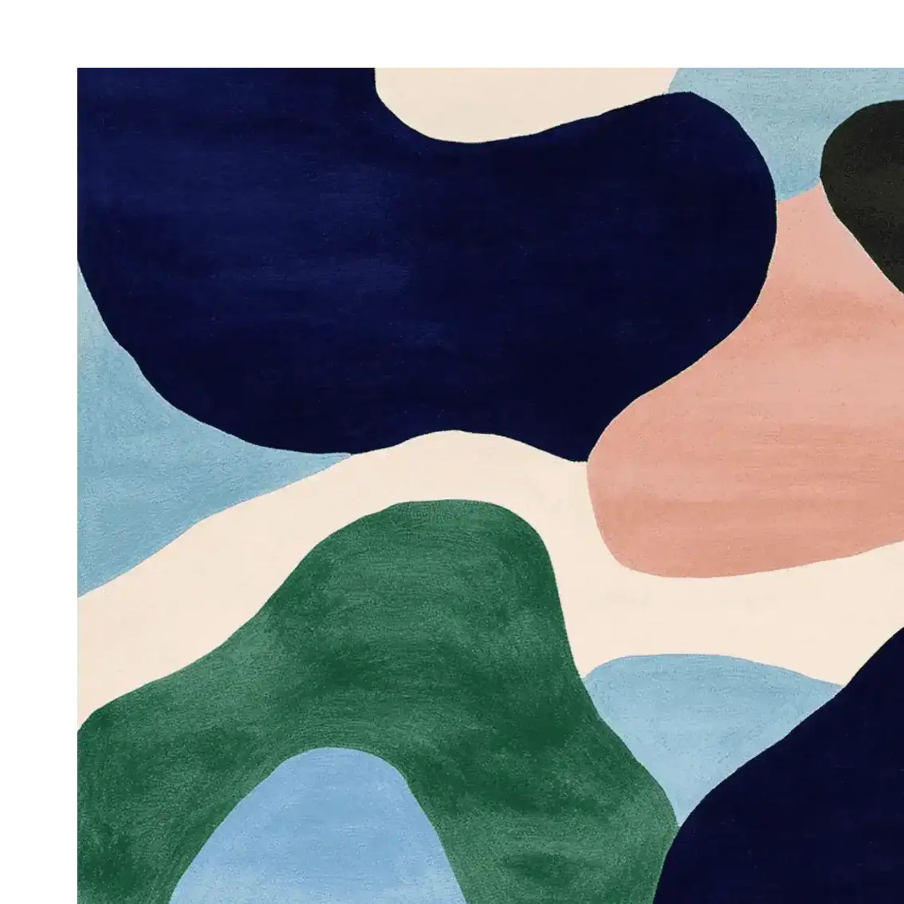 Vibrant and contemporary area rug with an abstract design featuring bold colors like navy, green, pink, and blue. Ideal as a square area rug for living rooms, it adds a modern touch to any space. This 8x10 wool rug is perfect for those seeking stylish and durable living room rugs.