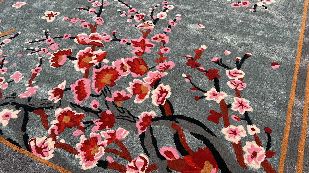 Bird and Blossom Tapestry Hand Tufted Wool Rug 9' - MAIA HOMES