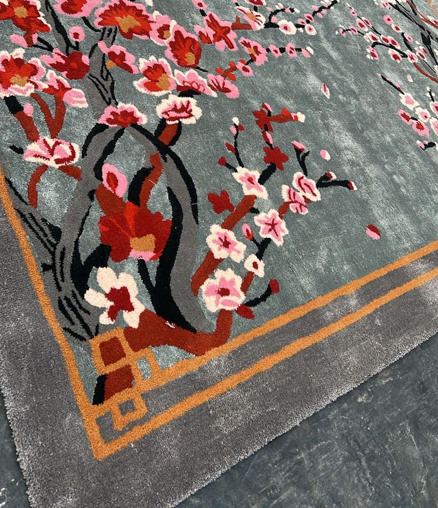 Bird and Blossom Tapestry Hand Tufted Wool Rug 9' - MAIA HOMES