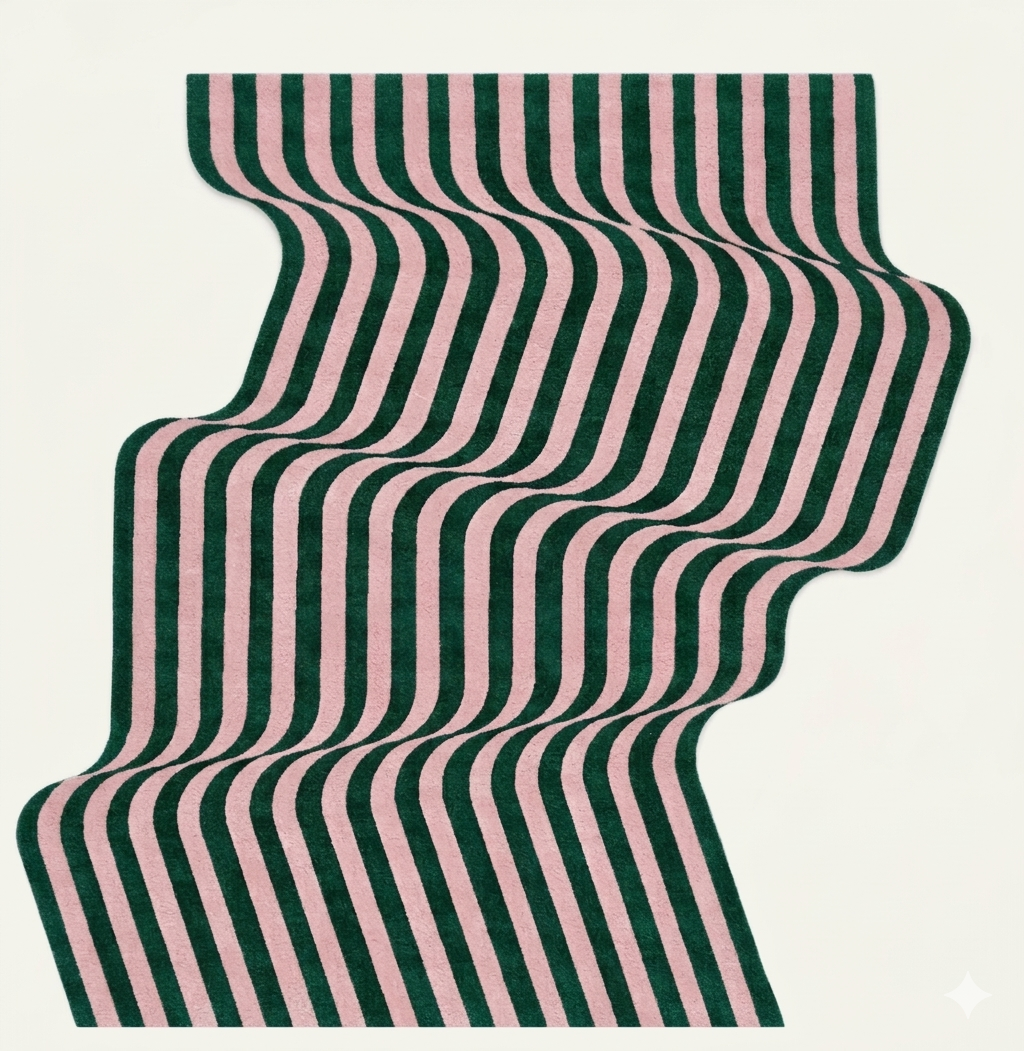 Flowing Illusion Hand Tufted Wool Rug - Pink and Green