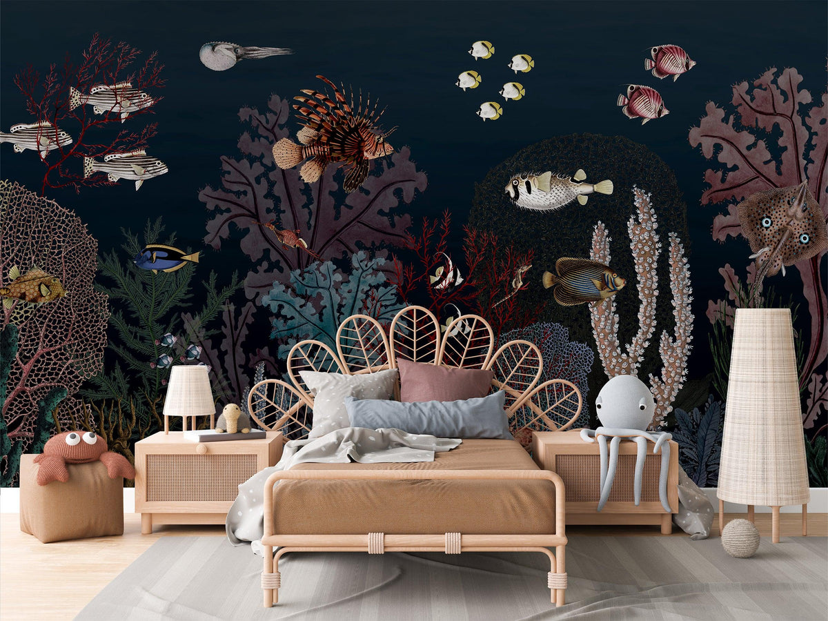 Roaring Reef - Blue Wallpaper Mural