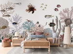 Roaring Reef - White Wallpaper Mural