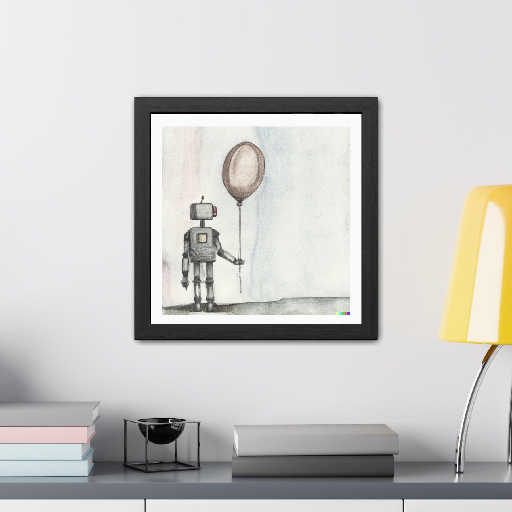 Robot and Balloon Framed Poster Wall Art