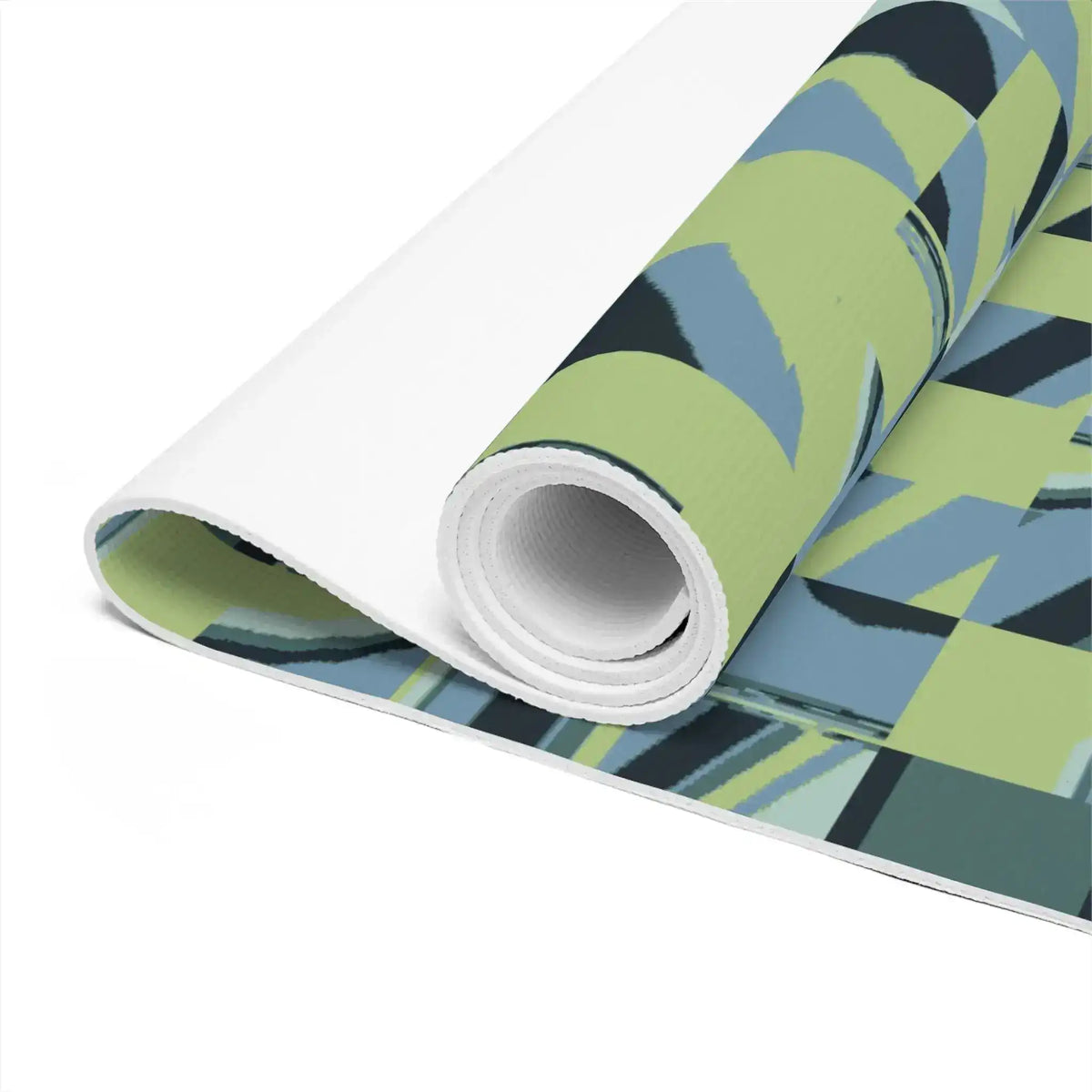 Rolled end of Pixel Wave mat showing thickness, white core and pixel surface
