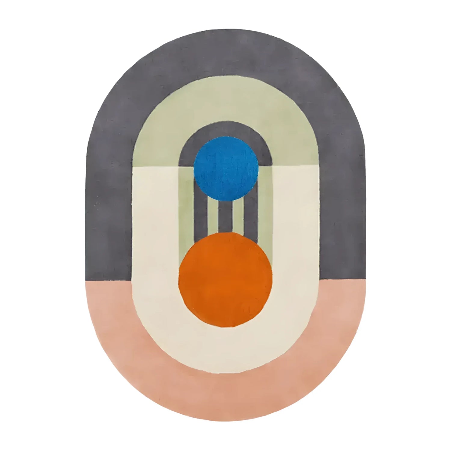 This vibrant Area Rug showcases a stylish geometric design with bold colors, perfect for enhancing large living room spaces. The contemporary wool rug features a striking combination of blue, orange, and neutral tones, making it an ideal choice for those seeking area rugs for living room decor.