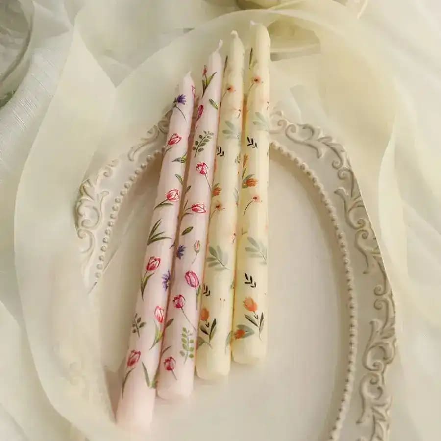 Romantic Rose Scented Taper Candle - MAIA HOMES