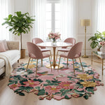 dining room with floral rug