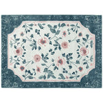 This Romantic Vine Hand Tufted Area Rug showcases a beautiful floral design with pink and green accents on a cream background. Perfect for adding elegance to your living room, this wool rug measures 8x10, making it an ideal choice for large living spaces.