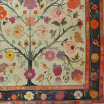 A beautifully detailed Roots and Branches tapestry hand-knotted area rug featuring a vibrant floral design. This exquisite Persian rug, perfect for living room area rugs, showcases intricate patterns with colorful blooms and delicate birds against a soft backdrop. Ideal for adding a touch of elegance to any living space, this floral rug blends tradition with contemporary style, making it a standout piece among rugs for living room decor.