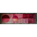 Top view of the Rose Luxe Hand Tufted Wool Rug Runner, perfect for adding a touch of elegance to any space. This contemporary area rug features a stunning abstract design with rich red and pink tones, ideal for use as a hallway runner rug or as kitchen rugs. Its hand-tufted wool construction makes it a luxurious addition to your living room, kitchen, or even as a bathroom runner rug.