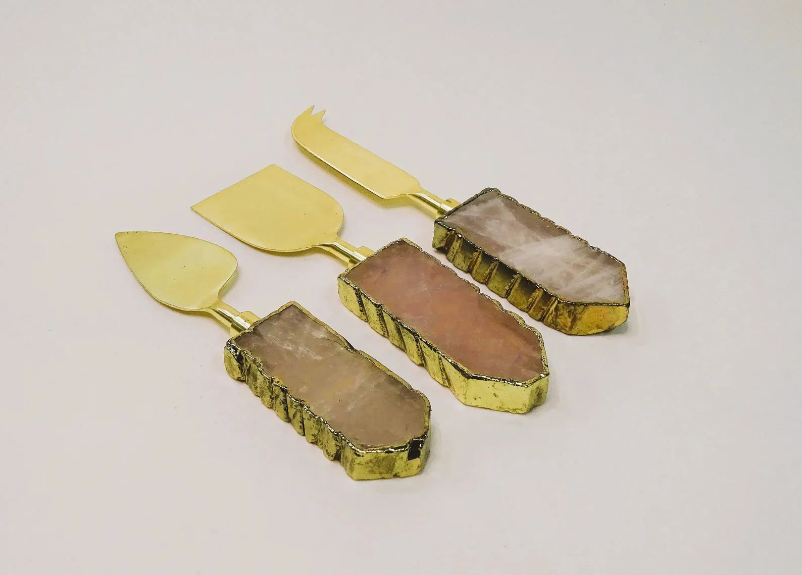 Rose Quartz Cheese Knives Set of 3