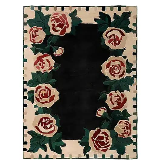 The Rosette Noir Hand Tufted Rug features intricate designs, crafted with precision and care. Its luxurious texture and sophisticated pattern add elegance and charm to any room.



