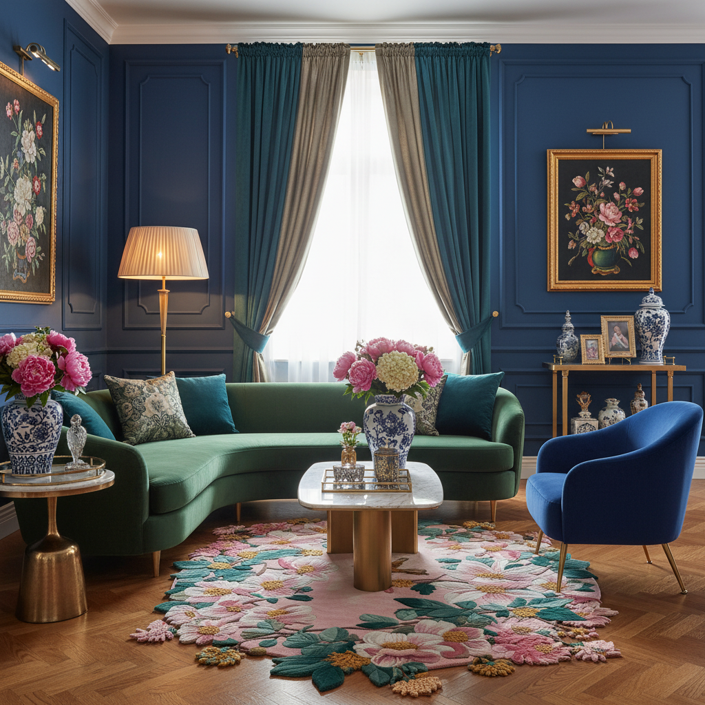 Rosy Blossom Tapestry Hand Tufted Rug