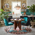 Round Abstract Butterfly Hand Tufted Rug - Blue
