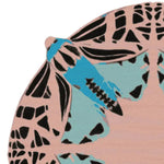 Close-up view of a Round Abstract Butterfly Hand Tufted Rug in blue, showcasing its intricate contemporary design. Perfect for adding a touch of elegance to a bedroom or living room, this wool rug serves as a stylish area rug. Ideal for those seeking unique rugs for a bedroom or area rugs for a living room.