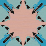 A beautifully crafted round abstract butterfly hand tufted rug in shades of blue and pink, perfect for adding a touch of contemporary elegance to any bedroom or living room. This wool rug features intricate patterns, making it an ideal area rug for living spaces that need a pop of color and style.