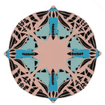 This image showcases a round abstract butterfly hand tufted rug in blue, offering a contemporary design perfect for adding elegance to both bedrooms and living rooms. The wool rug features intricate patterns in shades of blue and black, making it an ideal area rug for modern home decor.