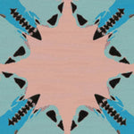 A beautifully crafted round abstract butterfly hand tufted rug in shades of blue and pink, perfect for adding a touch of contemporary elegance to any bedroom or living room. This wool rug features intricate patterns, making it an ideal area rug for living spaces that need a pop of color and style.