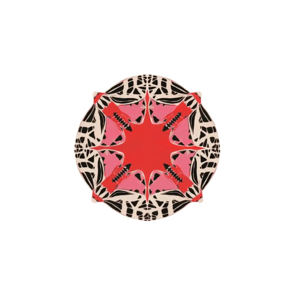 Round Abstract Butterfly Hand Tufted Rug - Red - MAIA HOMES