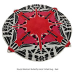 Round Abstract Butterfly Hand Tufted Rug - Red - MAIA HOMES
