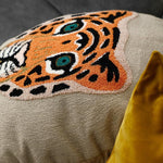 Round Jungle Leopard Tiger Embroidered Pillow Cover