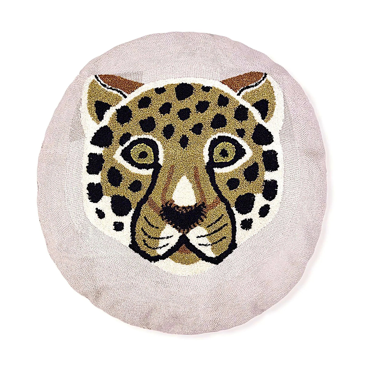 Round Jungle Leopard Tiger Embroidered Pillow Cover Cheetah