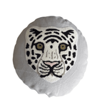 Round Jungle Leopard Tiger Embroidered Pillow Cover White Tiger