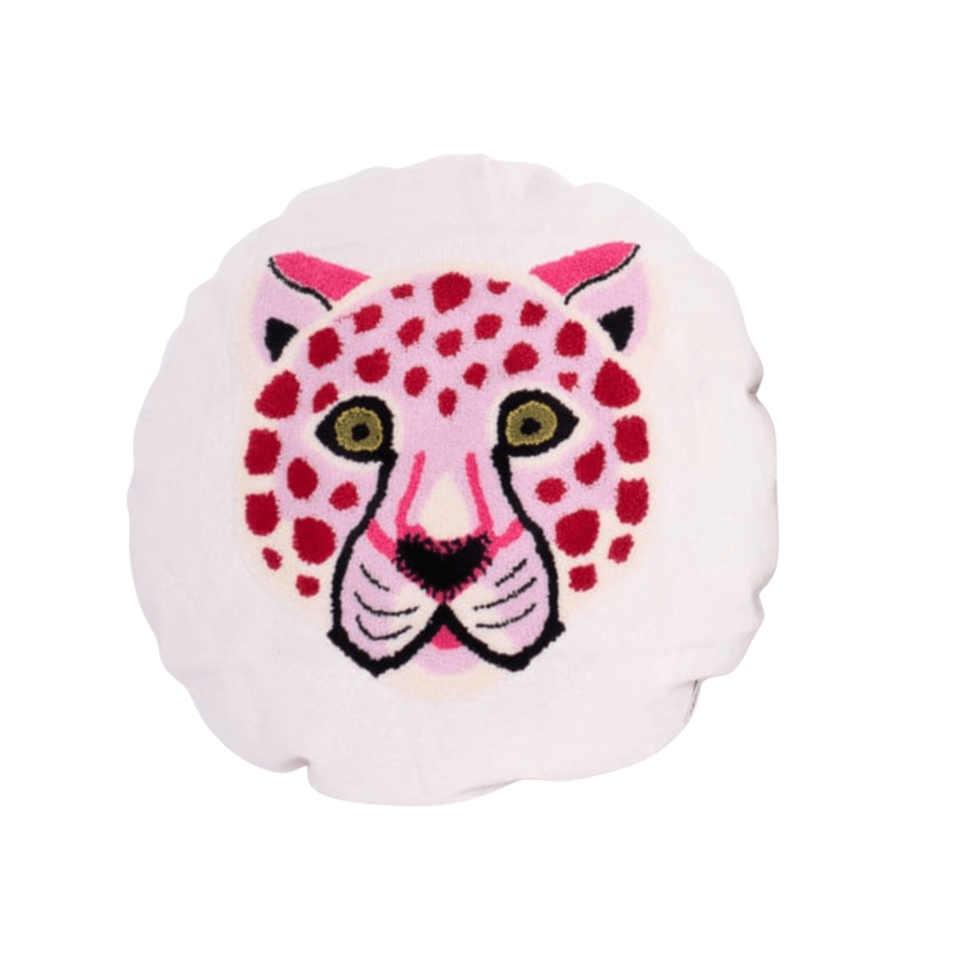 Round Jungle Leopard Tiger Embroidered Pillow Cover - MAIA HOMES