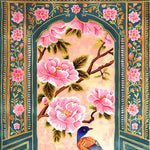 Elegant Royal Aviary Hand Tufted Area Rug featuring vibrant pink floral patterns and a colorful bird, perfect for enhancing the charm of your dining room or living room. This wool rug adds a touch of luxury and style to any space, making it an ideal choice for dining room carpets and living room and dining room rugs.