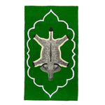 Vibrant green Royal Elephant Hand Tufted Wool Rug showcasing a vintage design, ideal for bedroom area rugs or office settings. The intricate elephant motif adds a touch of elegance to any space, making it a perfect wool rug choice for both bedroom and office environments.