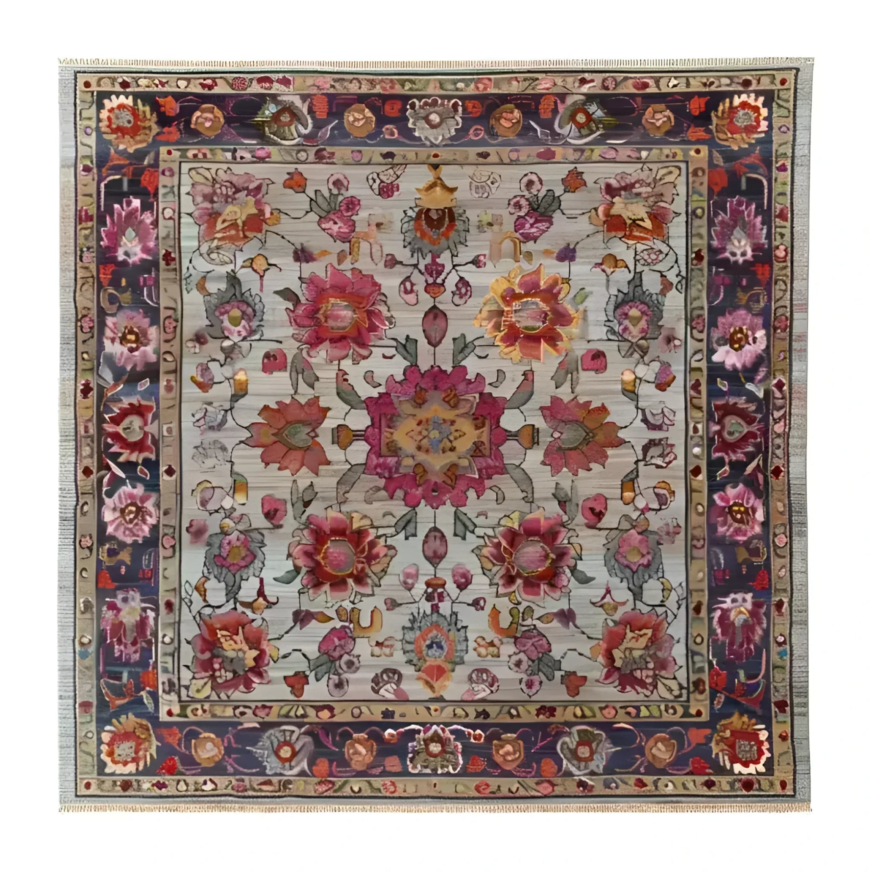 Royal Flower Tapestry Hand Knotted Area Rug, a luxurious addition to any space that exudes elegance and sophistication. Featuring exquisite floral motifs and intricate craftsmanship, this rug transforms your home into a regal sanctuary.