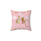 Royal Leopard Pair on Pink Spun Polyester Square Pillow - MAIA HOMES