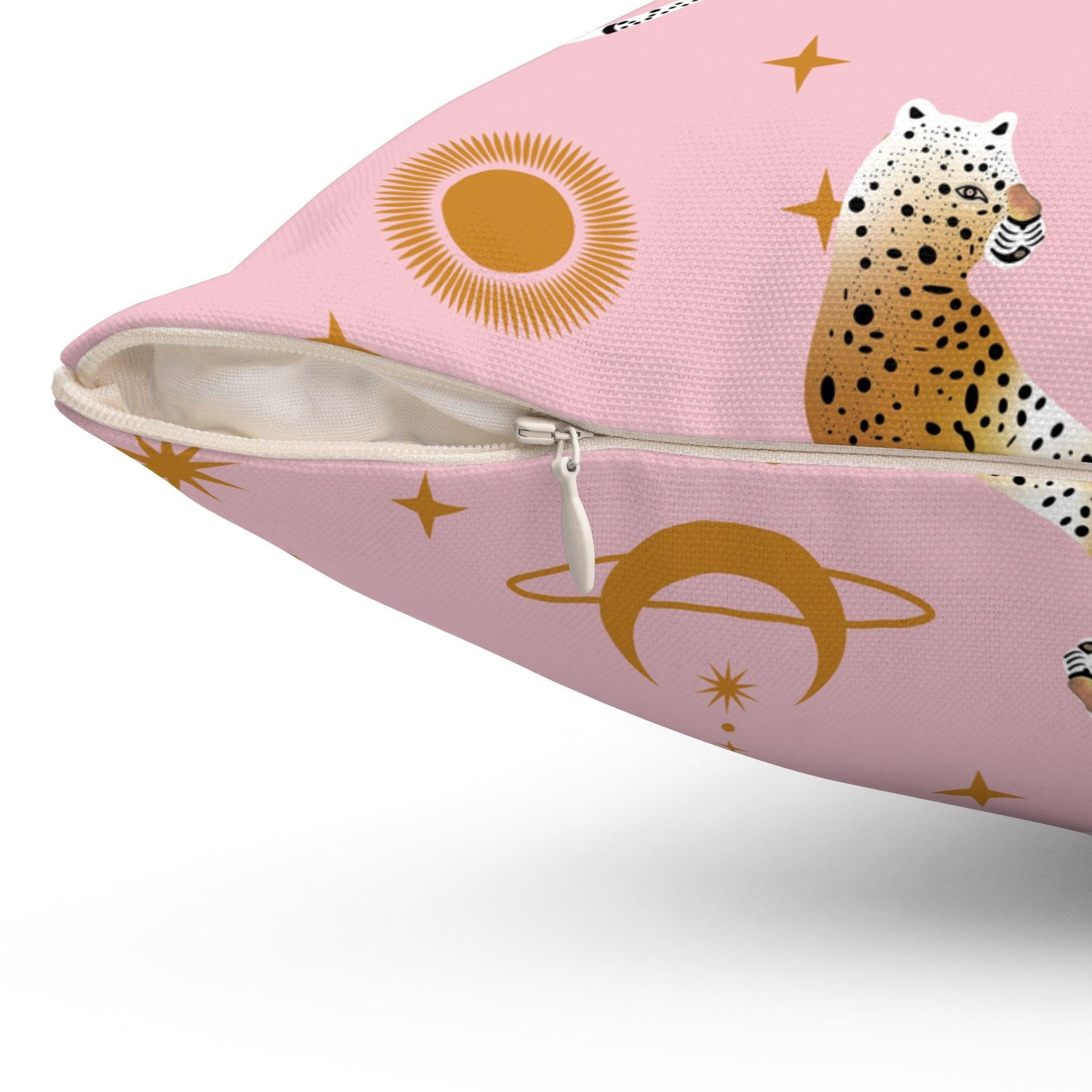 Royal Leopard Pair on Pink Spun Polyester Square Pillow