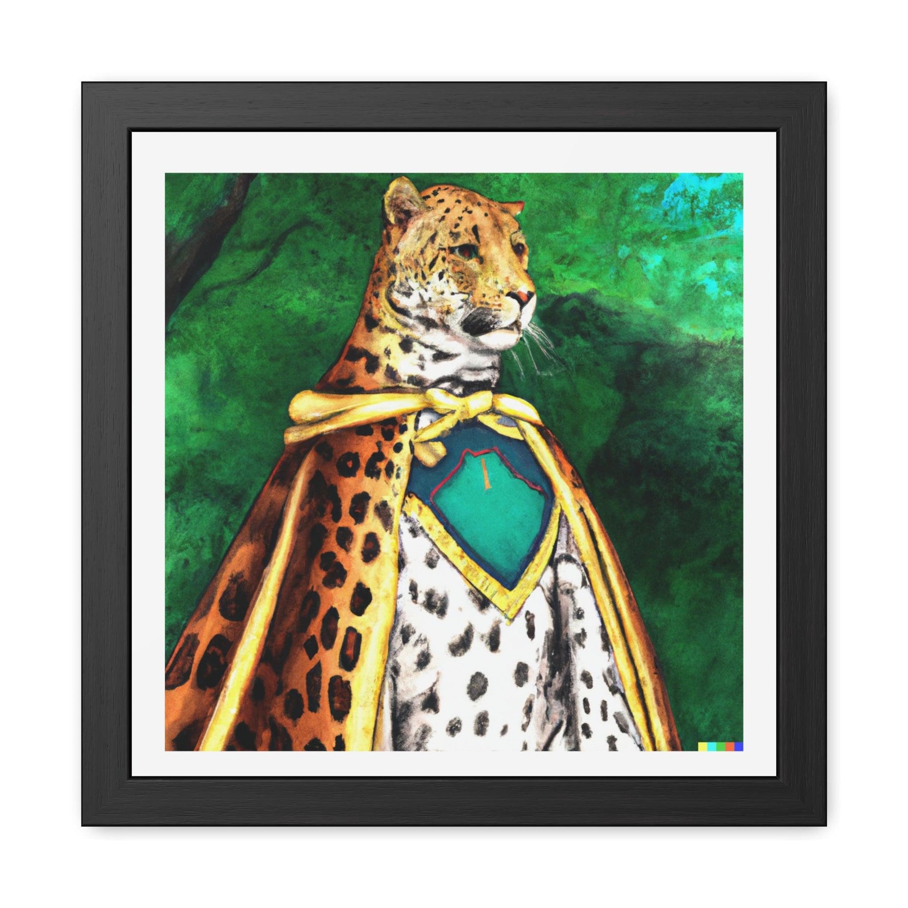 Royal Leopard Portrait Framed Poster Wall Art 16″ x 16″ (Square) Semi Glossy