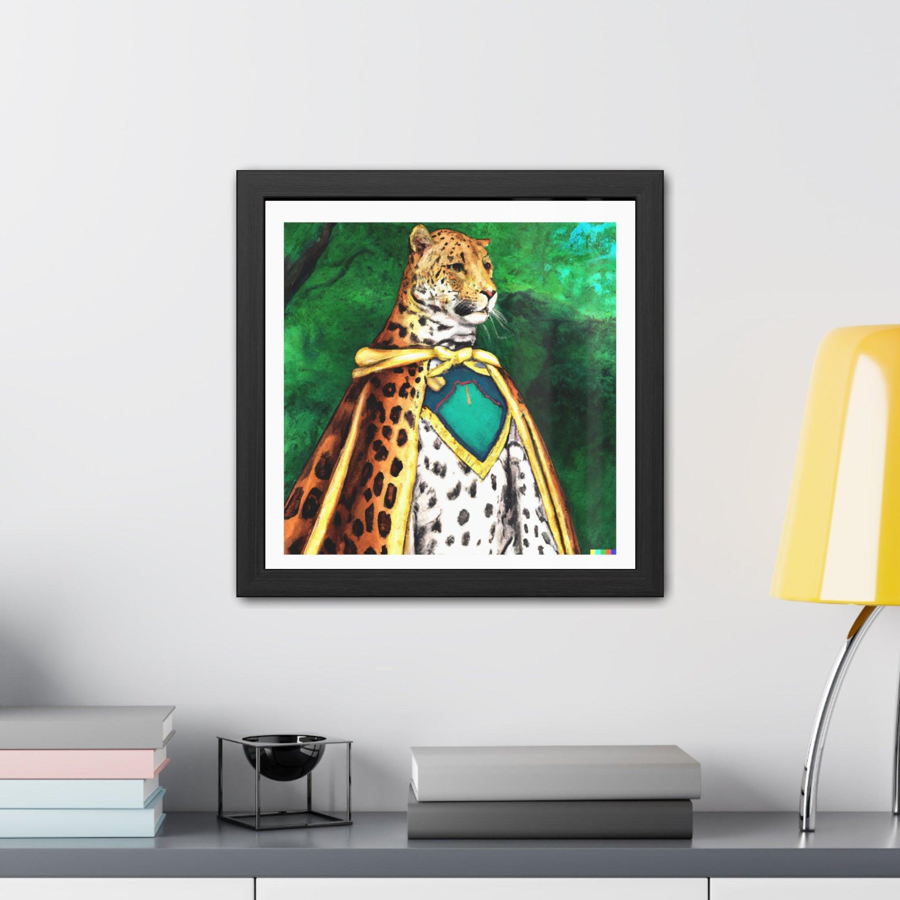 Royal Leopard Portrait Framed Poster Wall Art