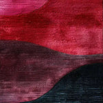 A vibrant Ruby Color Play Hand Tufted Wool Rug Runner featuring rich red and dark tones, perfect for adding a contemporary touch to your living room, hallway, or office. This area rug is ideal for use as a kitchen runner rug or a bathroom runner rug, enhancing any space with its luxurious wool texture.