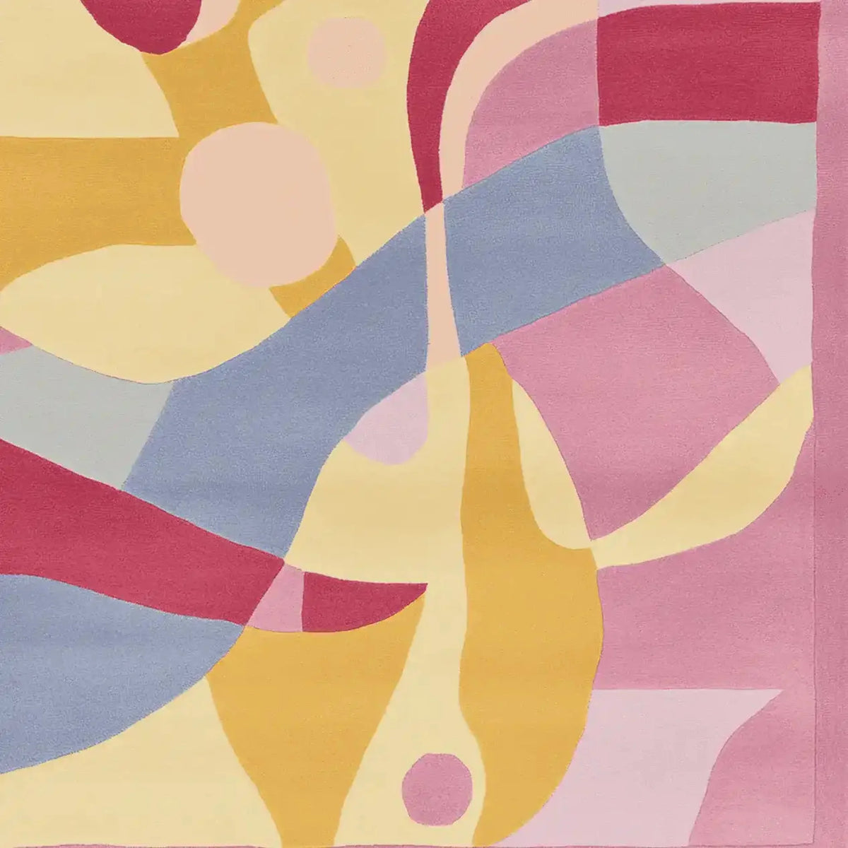 Vibrant Rush of Pastels Hand Tufted Area Rug, featuring an abstract design with swirls of pink, yellow, and blue, perfect for adding a contemporary touch to large living room spaces. This wool rug blends seamlessly into modern decor, making it an ideal choice for those seeking stylish living room area rugs.