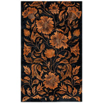 This Rust Reverie Hand Tufted Area Rug showcases an elegant floral design with rich rust tones on a deep black background. Ideal for adding a vintage touch to your living room, this wool rug combines timeless style with modern durability, making it a perfect choice for living room area rugs.