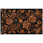 Rust Reverie Hand Tufted Area Rug with intricate floral patterns in warm rust tones set against a dark background, perfect for adding a vintage touch to living room decor. This wool rug combines elegance and durability, making it a prime choice for area rugs for living rooms.